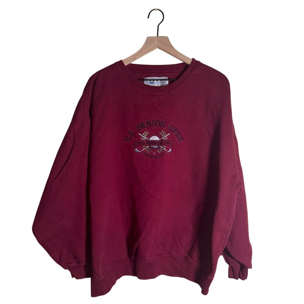 VINTAGE US SENIOR OPEN Golf Gear For Sports Maroon Big Cotton Sweatshirt XXL